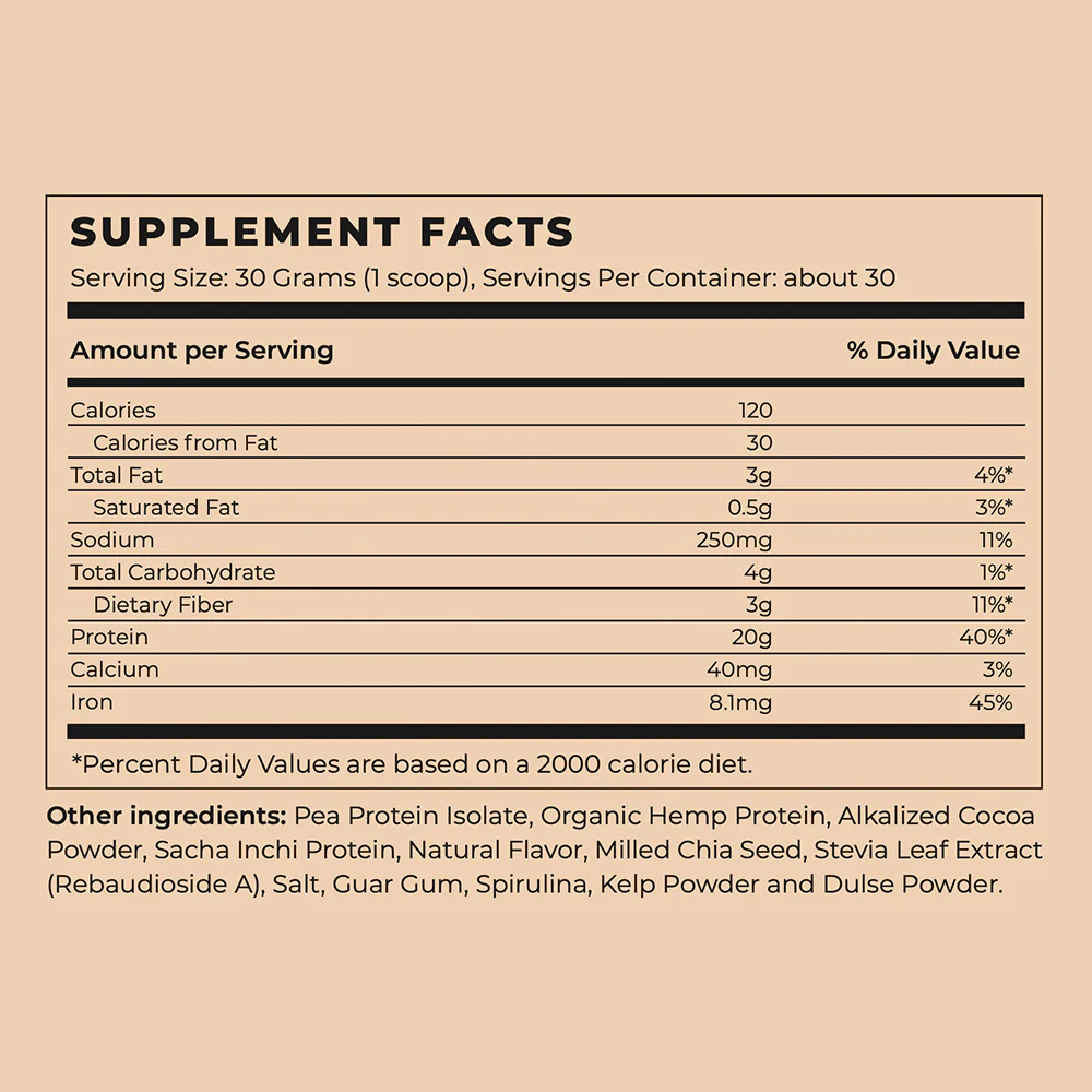 Future Kind+ Vegan Protein Powder - Chocolate Flavored 2 Future Kind+ Vegan Chocolate Protein Powder - ingredients