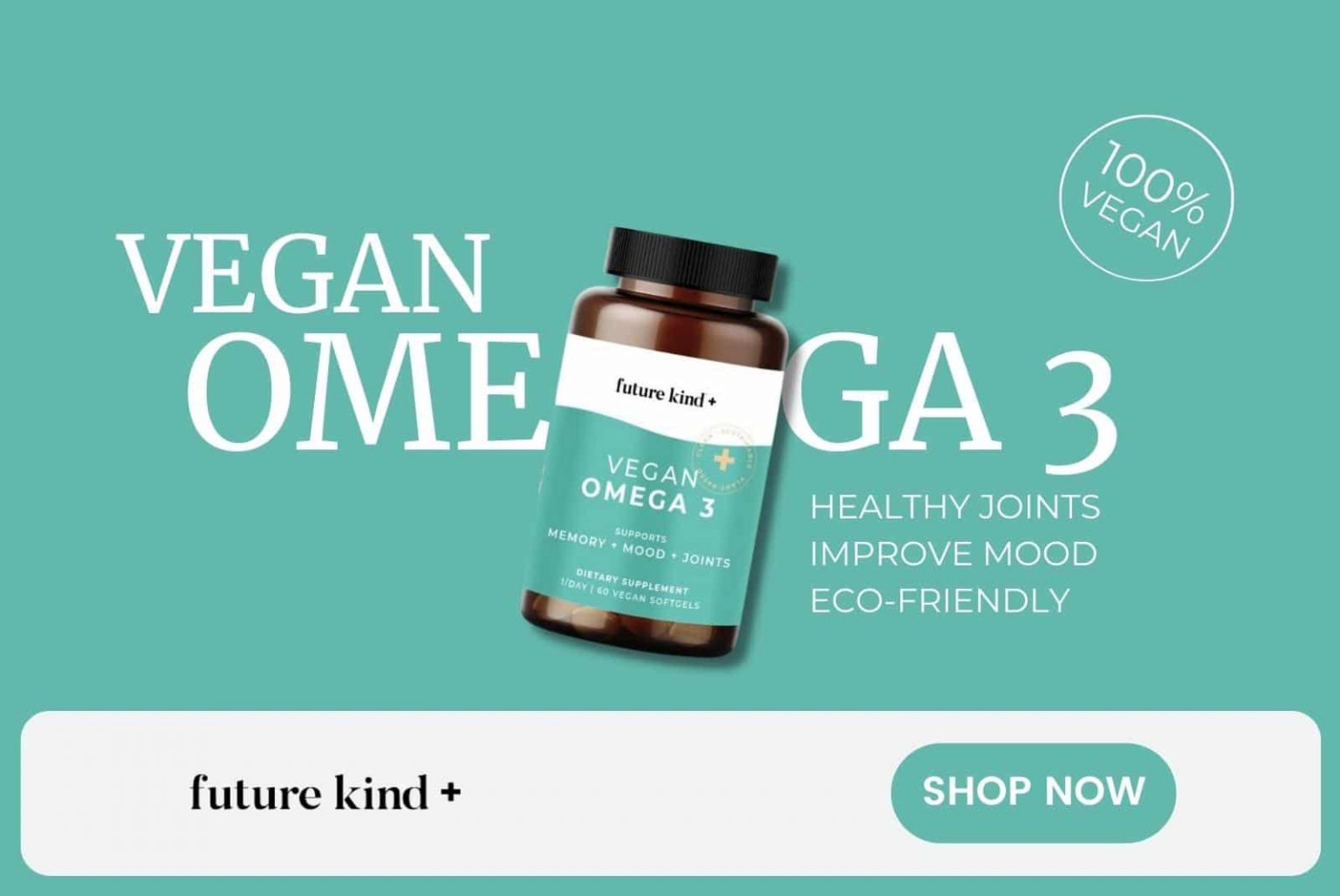 Omega Future kind+ sustainably sourced pollutant free algae packed with EPA & DHA. All the goodness without the microplastics and mercury.