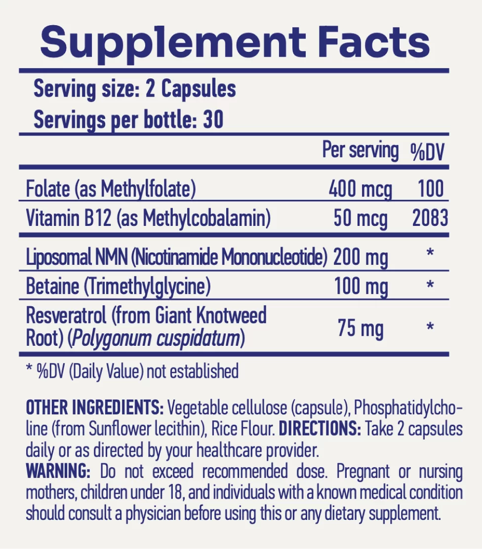 Hello100 Liposomal NMN+ Supplements 2 Hello100 NMN supplement-facts