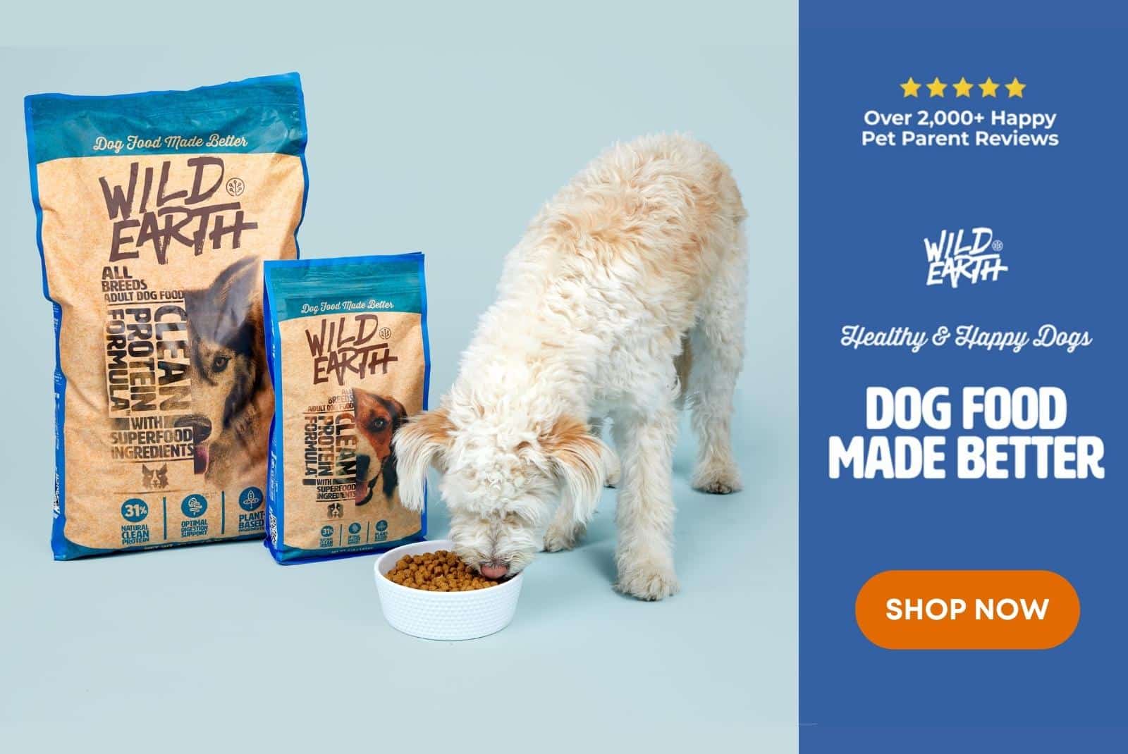 Click here to get your best friend Wild Earth vegan dog food that's sustainably produced using high-quality plant-based ingredients and made by veterinarians.