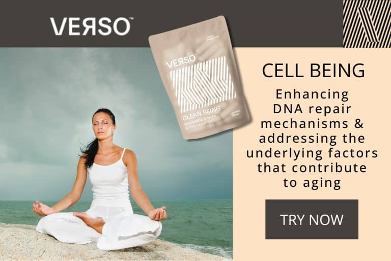 Verso Cell Being enhances DNA repair mechanisms and addresses the underlying factors that contribute to aging.