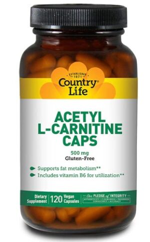 Country Life Acetyl L-Carnitine Caps 500 mg - 120 Vegetarian Capsules