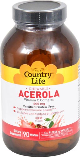 Country Life Chewable Acerola Vitamin C Complex 500 mg - 90 Wafers