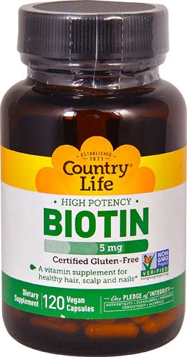 Country Life High Potency Biotin 5 mg - 120 Vegan Capsules