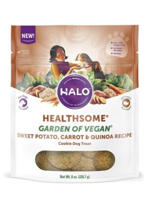 Halo Healthsome Garden of Vegan Sweet Potato Carrot & Quinoa Cookie Dog Treats 8 oz