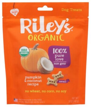 Riley's Organic Small Dog Treats Pumpkin & Coconut 5 oz