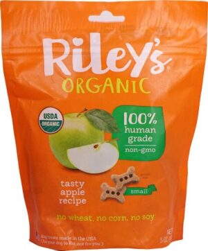 Riley's Organic Small Dog Treats Tasty Apple 5 oz